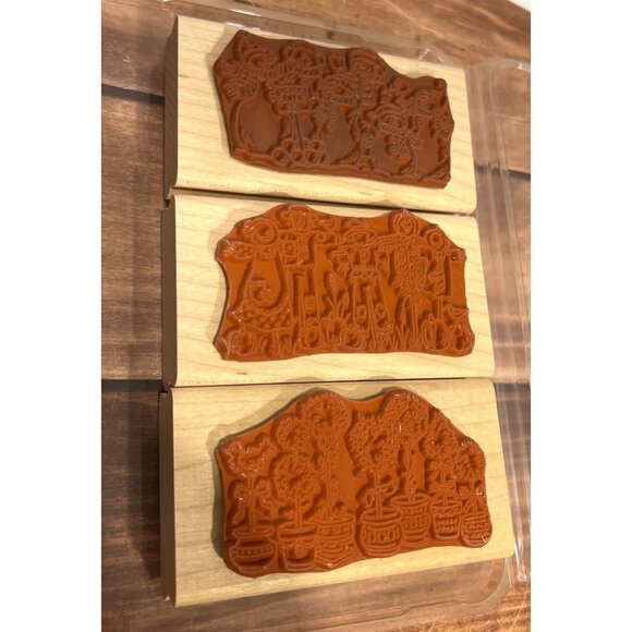 Stampin Up! GREAT GROUPINGS WOOD MOUNTED Rubber Stamp Set OF 3 SCARECROW SNOWMAN - Picture 2 of 5